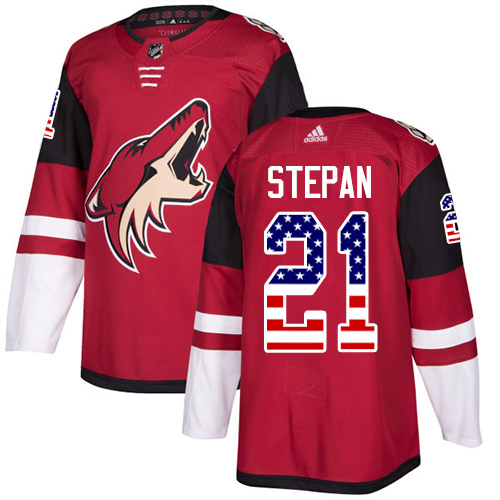 Adidas Coyotes #21 Derek Stepan Maroon Home Authentic USA Flag Stitched NHL Jersey